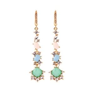 Multi colored long crystal earrings